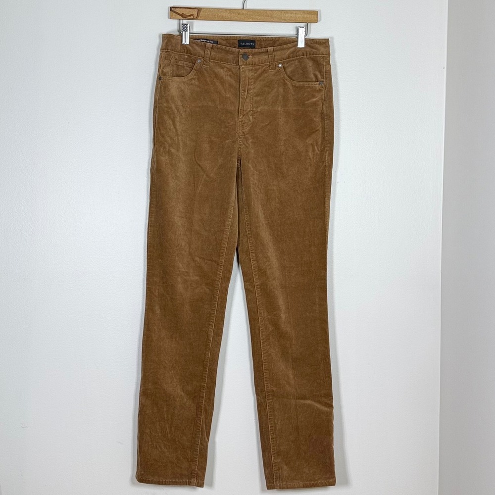 Talbots Womens Corduroy Straight Leg Pants 8 Camel Brown Equestrian Old Money